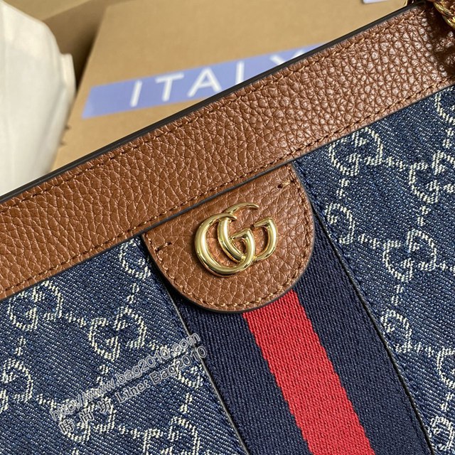 Gucci2021新顏色女包 古馳牛仔布鏈條女包 Gucci丹寧系列肩背包 503877牛仔  ydg3186